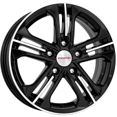 K&K Trinity 6x15/5x114.3 D67.1 ET45 Черный глянцевый с полированными элементами лицевой поверхности