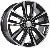 K&K Лацио 7.5x17/5x110 D67.1 ET38 Черный глянцевый с полированными элементами лицевой поверхности