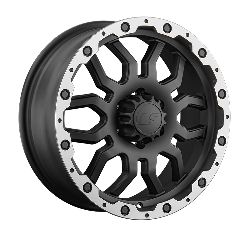 LS 1285 7.5x17/6x114.3 D66.1 ET40 Черный матовый с полированным ободом