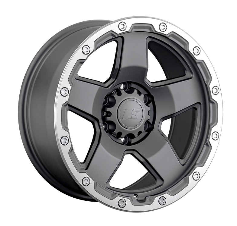 LS 1371 9.5x18/6x139.7 D106.1 ET5 Матовый темно-серый с полированным ободом