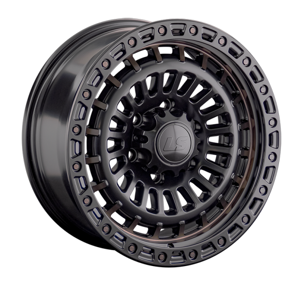 LS 1348 8.5x17/6x139.7 D106.1 ET25 Черный полуглянцевый с бронзовыми лучами