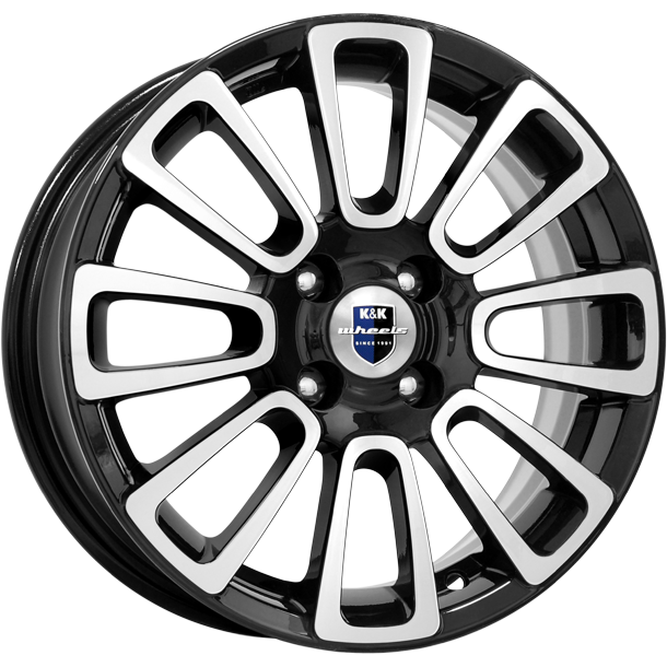 K&K Неман 6x15/4x100 D56.6 ET39 Черный глянцевый с полированными элементами лицевой поверхности