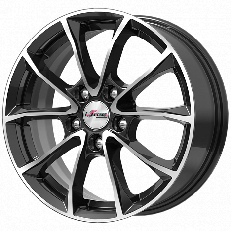 iFree Джет 6.5x16/5x112 D57.1 ET46 Чёрный глянцевый с полированной лицевой частью