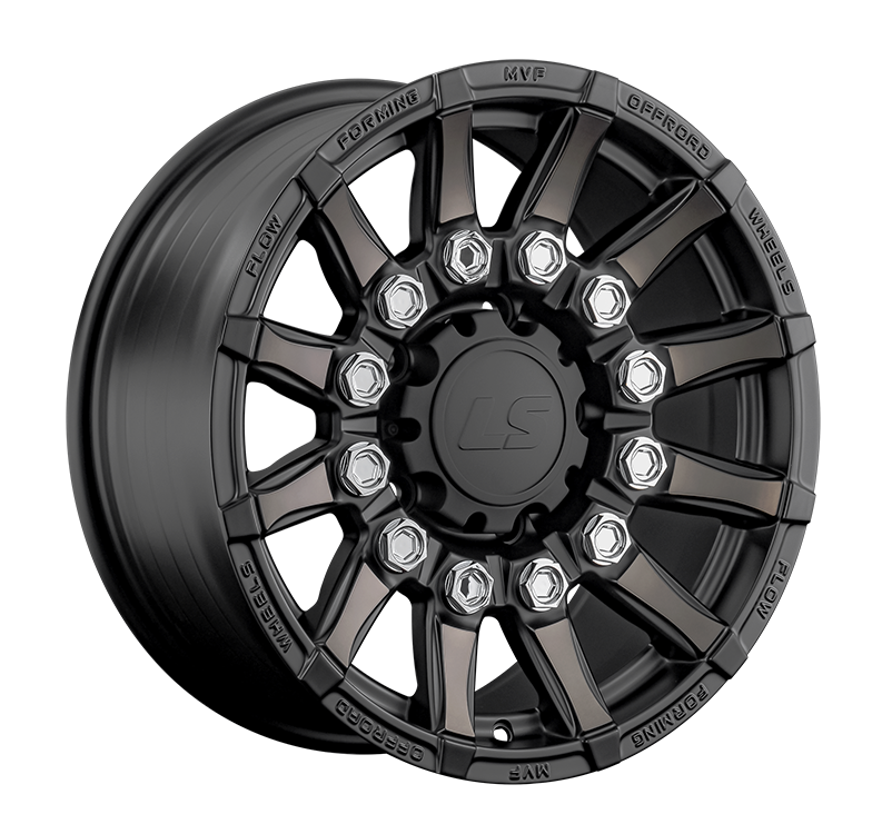 LS RC87 9x17/5x150 D110.1 ET25 Черный матовый с светло-бронзовыми лучами