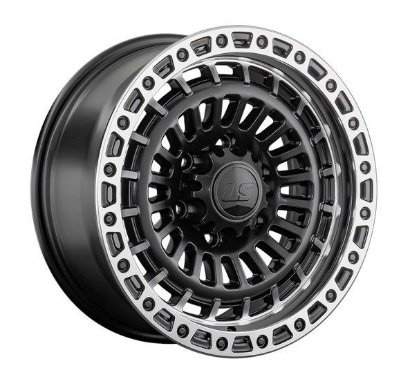 LS 1348 9x18/6x139.7 D100.1 ET30 Черный сатиновый с полированным ободом