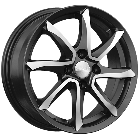 Скад Осака 6x15/4x98 D58.6 ET38 Черный матовый с полированным элементом