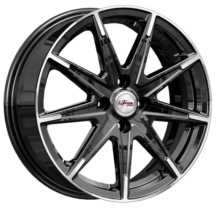 iFree Хит 6x16/4x100 D60.1 ET45 Чёрный глянцевый с полированной лицевой частью