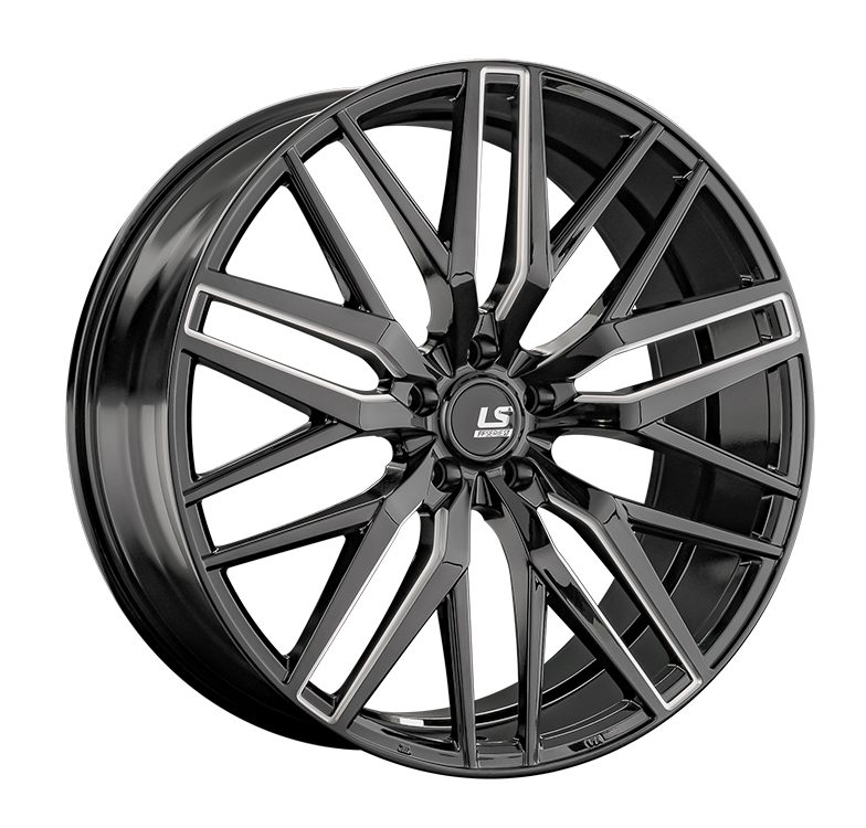 LS RC77 9.5x22/5x114.3 D67.1 ET45 Черный глянцевый с фрезерованными лучами