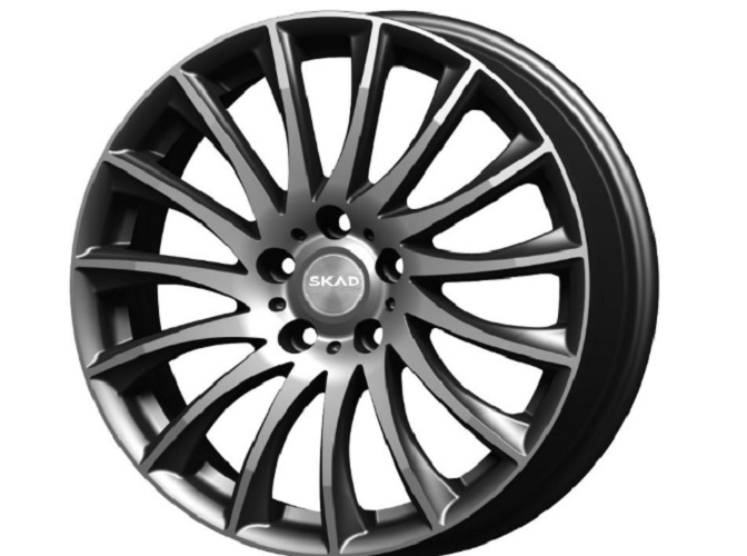 Скад Валенсия 7x18/5x112 D66.6 ET43 Чёрный глянцевый с полированной лицевой частью