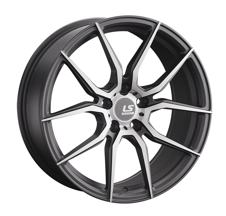 LS RC36 8x18/5x112 D66.6 ET30 Темно-серый матовый .частично полированный