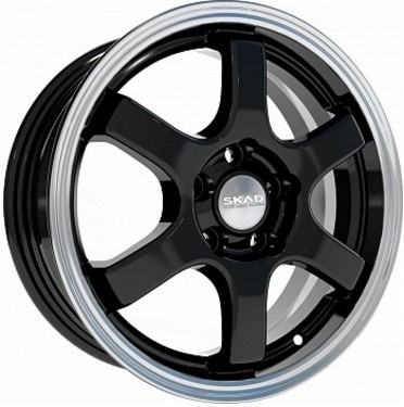 Скад Киото 6x15/4x100 D54.1 ET48 Чёрный глянцевый с полированным ободом