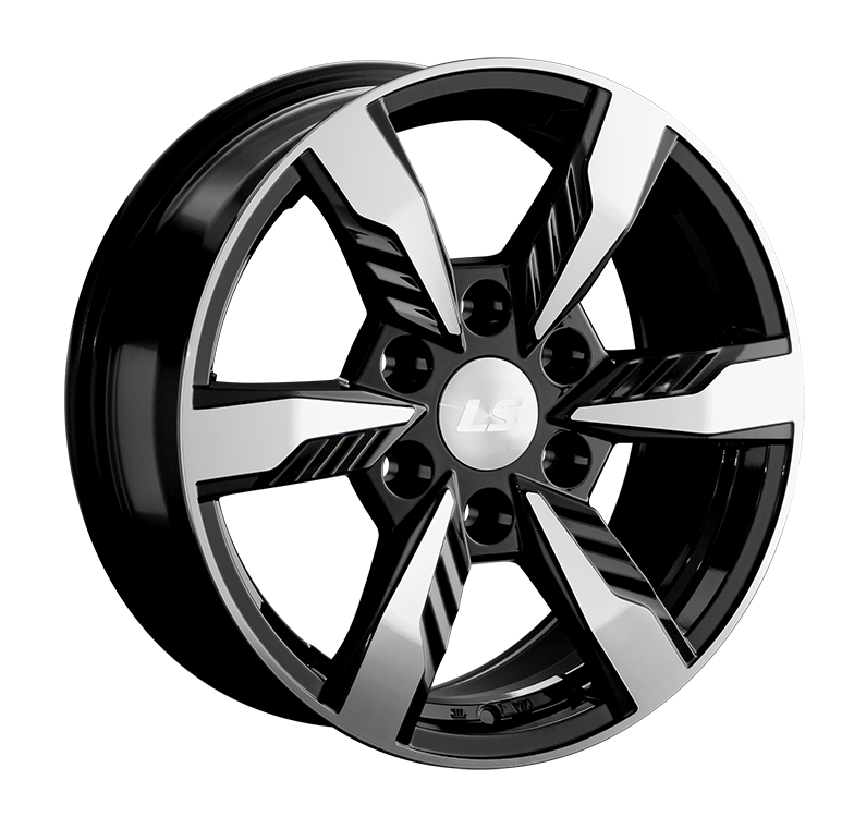 LS 1301 7.5x17/6x139.7 D106.1 ET30 Чёрный глянцевый с полированной лицевой частью