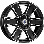 K&K Севенна 7x17/6x139.7 D106.1 ET30 Черный глянцевый с полированными элементами лицевой поверхности