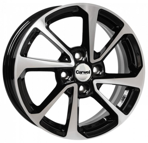 Колесный диск Carwel Ессей 105 6x15/4x100 D54.1 ET48 Чёрный глянцевый с полированной лицевой частью купить в Самаре фото №1